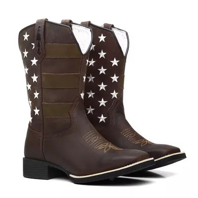 Bota Texana Masculina Bordado Envelhecido - 606M e... - COUROETERRA