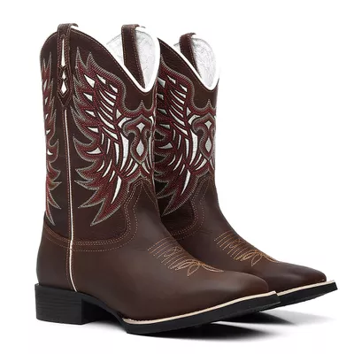 Bota Texana Masculina Bordado 724 Crazy Horse Café... - COUROETERRA