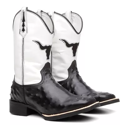 Bota Texana Masculina Estilizada Avestruz/Cara De ... - COUROETERRA