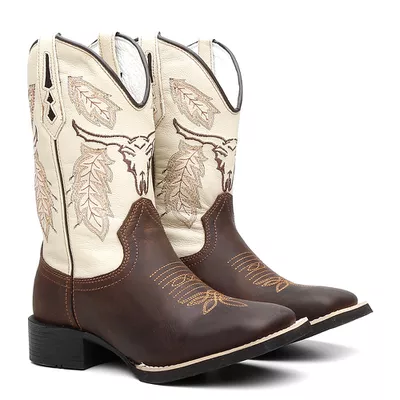Bota Texana Masculina Bordado 607 Crazy Horse Café... - COUROETERRA