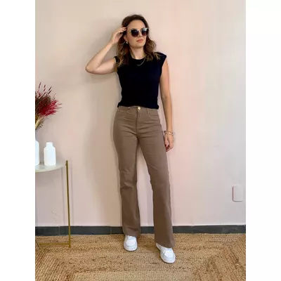 Calça Flare Petit Sarja - Mocha - DONNA LELLA