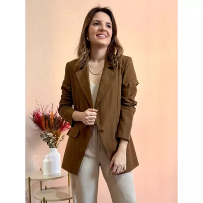 Blazer Linho Risca Giz - DONNA LELLA