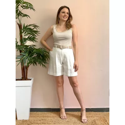 Shorts Alfaiataria Kim - Offwhite - DONNA LELLA