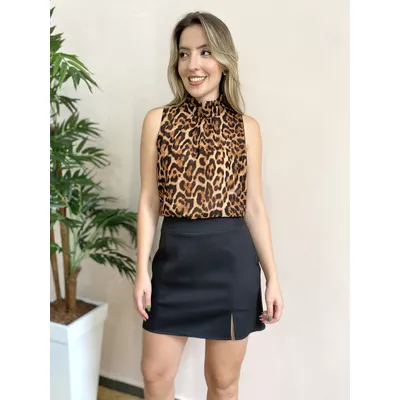 Shorts Saia Crepe - Preto - DONNA LELLA