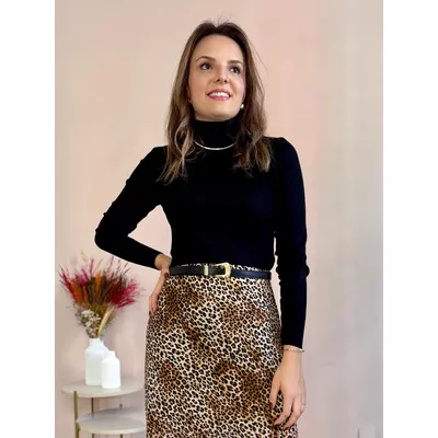 Tricô Gola Alta - Preta - DONNA LELLA