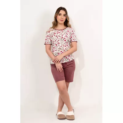 Pijama Feminino Thaísa Marsala em PV - 4016.453 - Gilda Moda Íntima