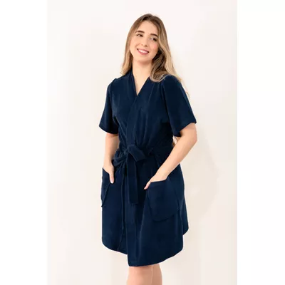 Robe Elisa Azul Marinho Atoalhado - 4371.12 - Gilda Moda Íntima