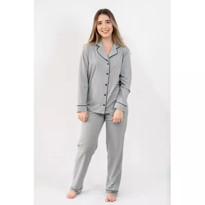Pijama Feminino Liz Cinza - 6522.16 - Gilda Moda Íntima