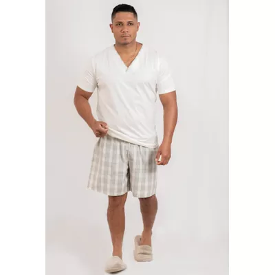 Pijama Masculino Thiago Listrado 100% algodão/tric... - Gilda Moda Íntima