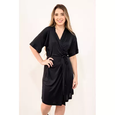 Robe de Liganete, transpassado, preto.