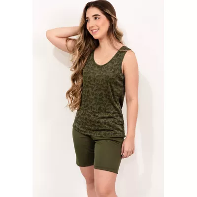 Pijama Feminino Tereza Verde em Liganete - 9148.40 - Gilda Moda Íntima