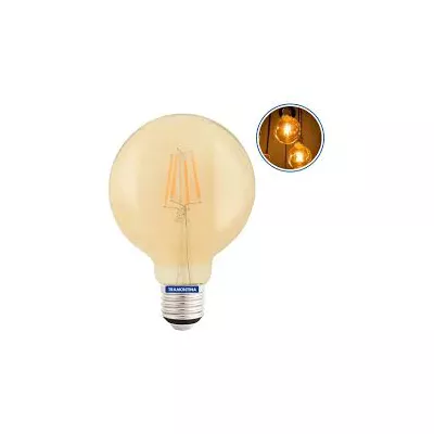 LAMPADA LED G95 4W BIV E27 2200K LUZ AM VD AMBAR 58029003 TRAMONTINA