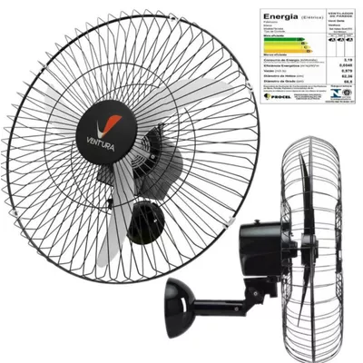 Ventilador de Parede Ventura Oscilante 60cm PT/PT 796425 DELTA