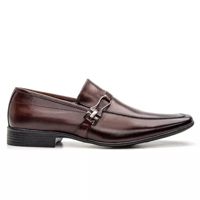 Sapato Social Masculino em Couro Bico Fino Fivela Tabaco - Topfran Sapatos Sociais