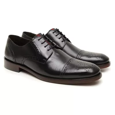 Sapato Social Masculino Brogue com Cadarço Couro P... - Torani Calçados