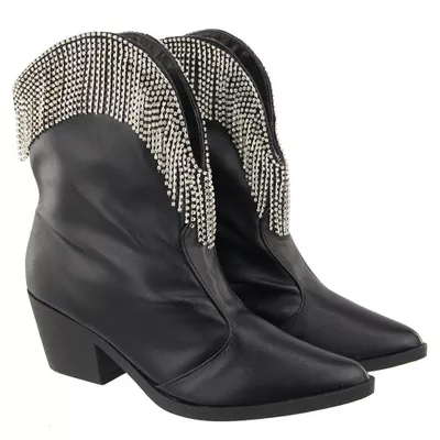 Bota Feminina Texana Cano Curto Com Strass - Torani Calçados
