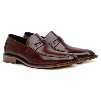 Sapato Social Loafer Masculino Couro Legítimo Marr... - Torani Calçados