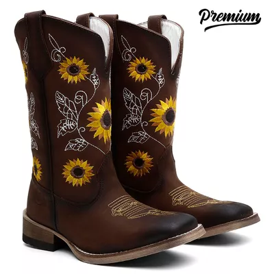 Bota Texana Feminina Girassois - TURUNA BOOTS