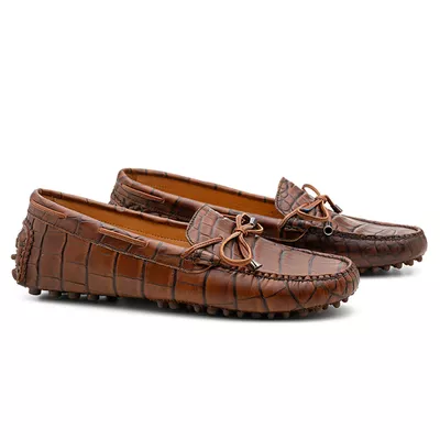 Mocassim Driver Feminino Caramel Croco VW114 / 114