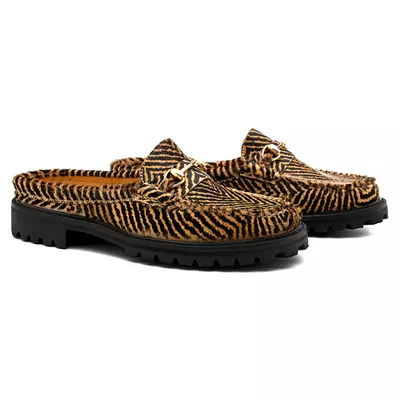 Mocassim Mule Tratorado Black Bege VW7027