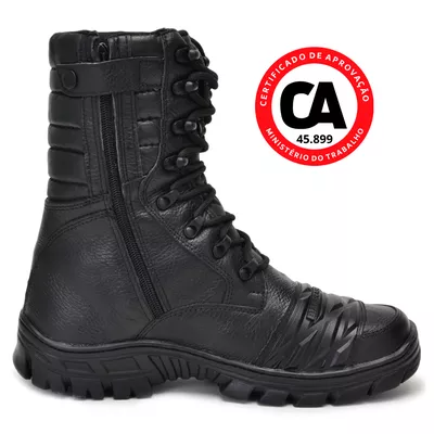 Coturno Bota Tático Militar Attack Zíper Moto 5188/01 Preto c a Nº 45899