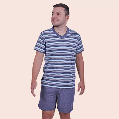 Pijama Masculino Marcos Azul em PV - 7761.396 - Gilda Moda Íntima