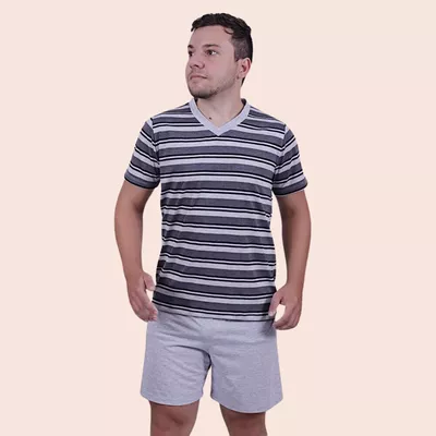 Pijama Masculino Lucas Cinza em PV - 7761.397 - Gilda Moda Íntima