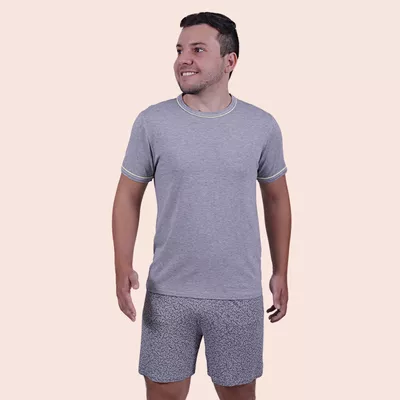 Pijama Masculino Pedro Cinza em Viscose e Elastano... - Gilda Moda Íntima