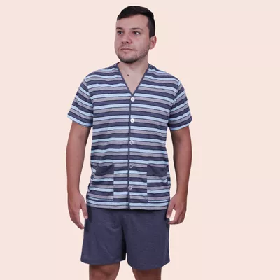Pijama Masculino Davi Azul em PV - 7810.396 - Gilda Moda Íntima
