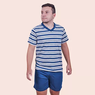 Pijama Masculino Guilherme Azul em PV - 7761.395 - Gilda Moda Íntima