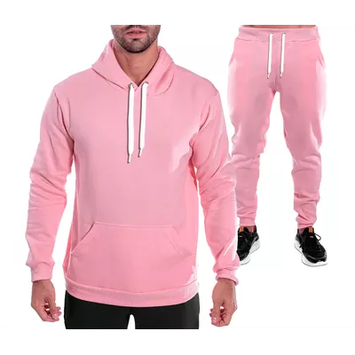 Conjunto Moletom Masculino Liso Blusa e Calça Rosa
