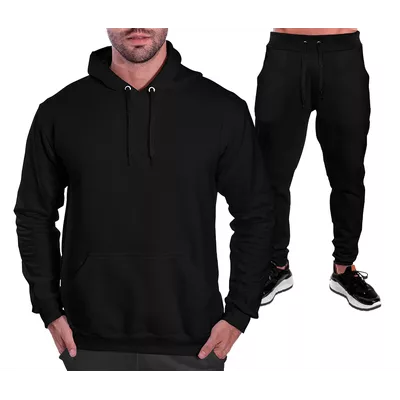 Conjunto Moletom Masculino Liso Blusa e Calça Preta