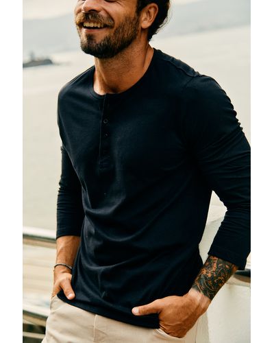 Camiseta Henley Algodão Egípcio Manga Longa - Pret... - Atento Store 