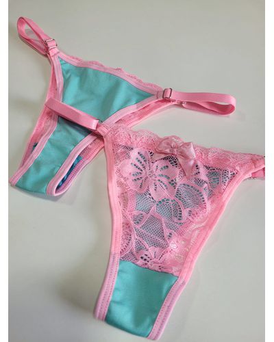 Calcinha Fio de Regulagem - Rosa/Verde - DONA DE MIM (@donaademimstore)
