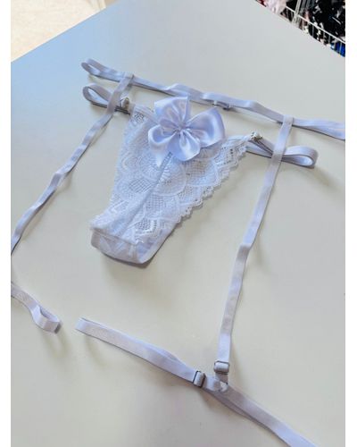 Kit Cinta Liga + Calcinha Laço - Branco - DONA DE MIM (@donaademimstore)