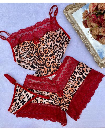 Baby Doll + Calcinha - Onça Vermelho - DONA DE MIM (@donaademimstore)