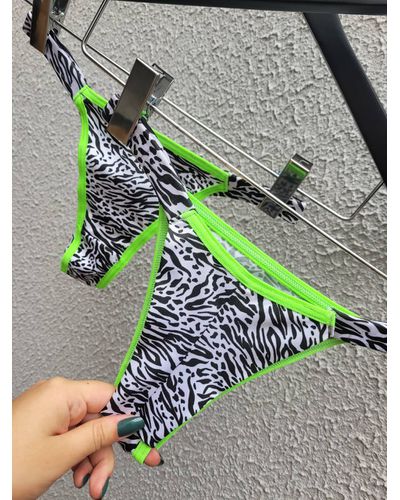 Calcinha Biquini - Zebra Verde Neon - DONA DE MIM (@donaademimstore)