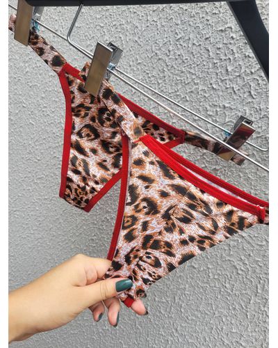 Calcinha Biquini - Onça Vermelho - DONA DE MIM (@donaademimstore)