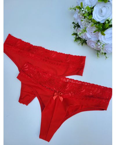 Calcinha Thalia - Vermelho - DONA DE MIM (@donaademimstore)