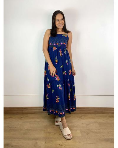 Vestido Agata Estampado Azul - ENTRE COMADRES