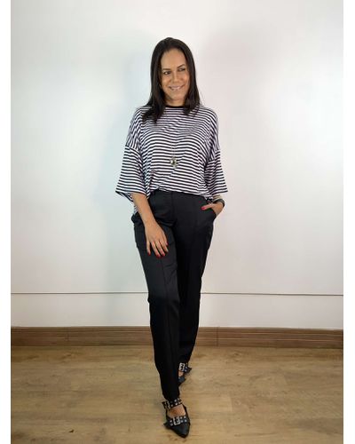 Blusa Oversized Listrado Preto - ENTRE COMADRES
