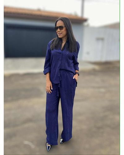 Conjunto Tricô Barbára Azul Marinho