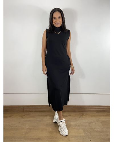 Vestido Midi Gola Alta Preto - ENTRE COMADRES