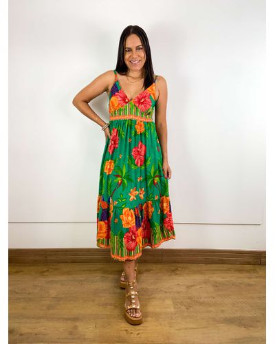 Vestido Taila Estampado Verde - ENTRE COMADRES