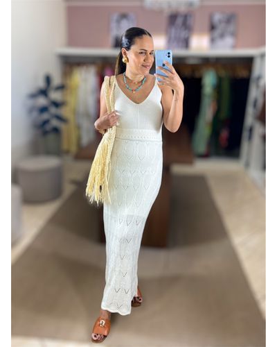 Vestido Tricot Flora Off White - ENTRE COMADRES