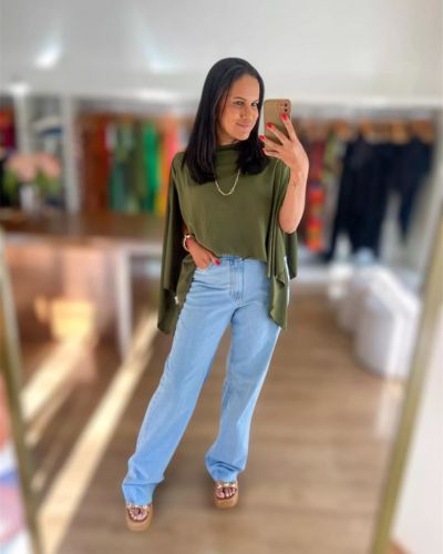 Blusa Capa Carmem Verde Militar - ENTRE COMADRES