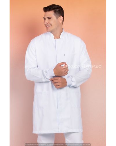 Jaleco Unissex Plus Size em Microfibra Gola Padre ... - ESPAÇO BRANCO
