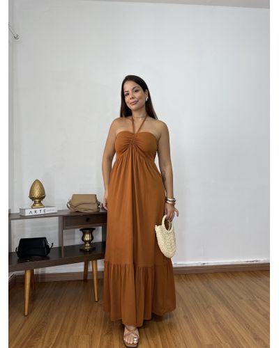 Vestido Lidia Amarração Chocolate