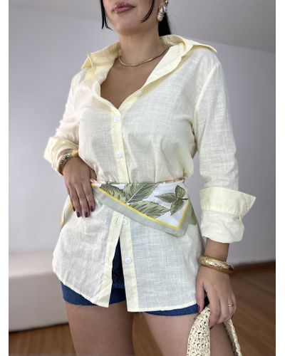 Camisa Feminina Linho Amarela 01