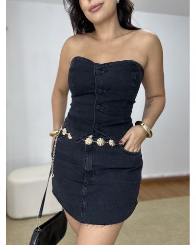 Corset Feminino Sarja Estonado Preto